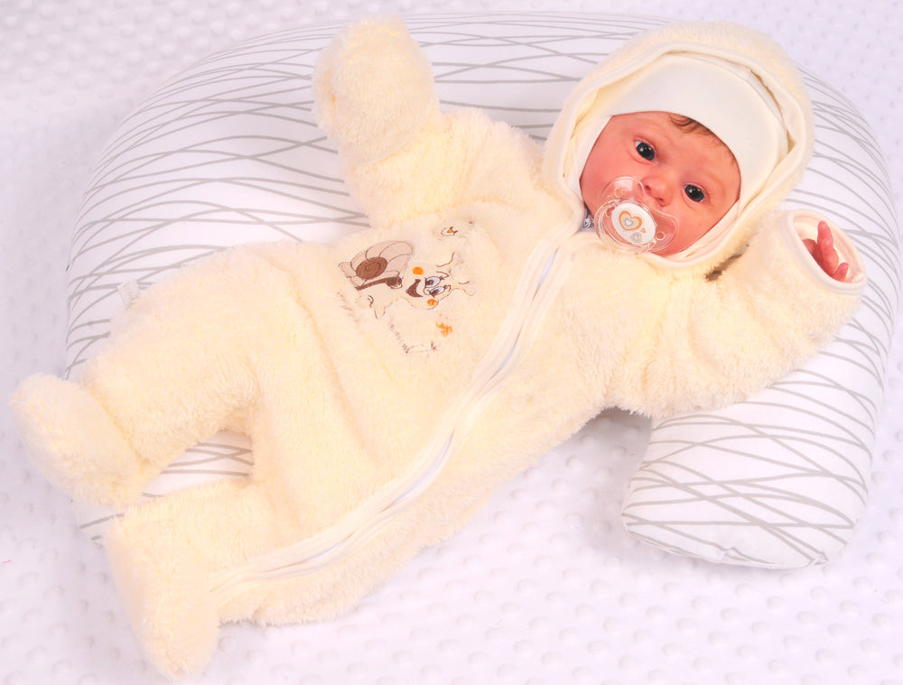 Baby Overall Fleece Wagenanzug in Creme mit Schnecken Übergangsoverall