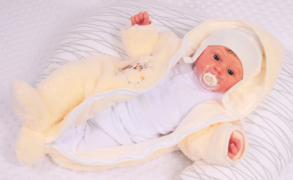 Baby Overall Fleece Wagenanzug in Creme mit Schnecken Übergangsoverall