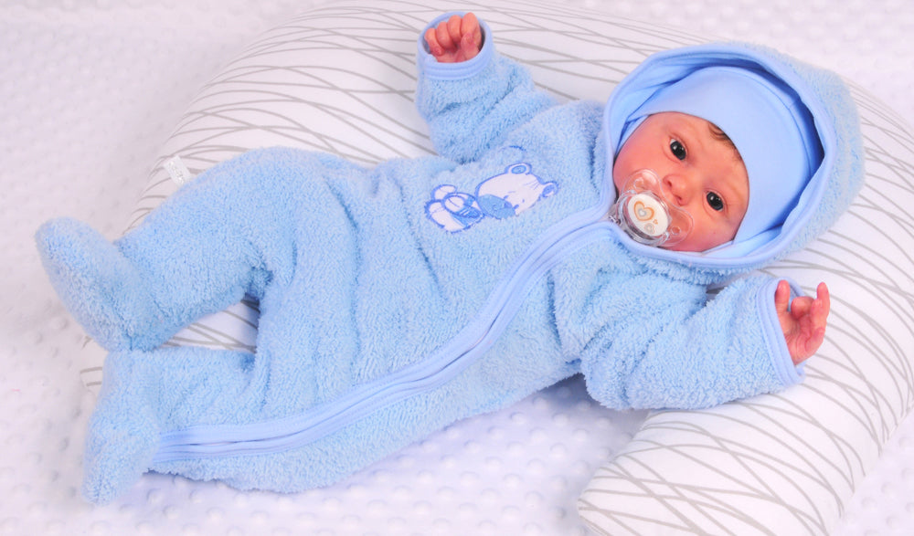 Baby Overall Fleece Wagenanzug in Blau mit Bärchen Übergangsoverall