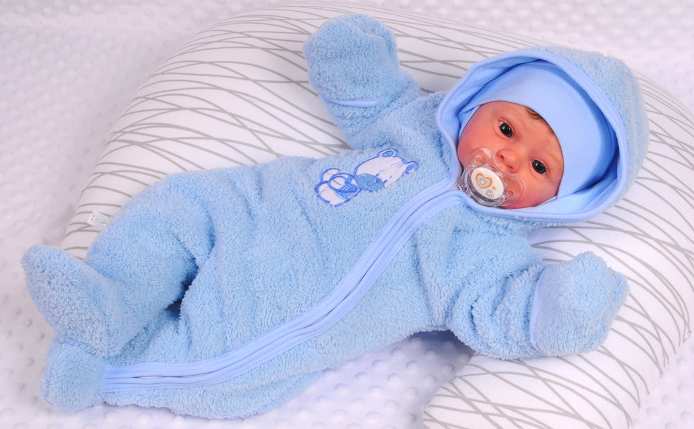 Baby Overall Fleece Wagenanzug in Blau mit Bärchen Übergangsoverall