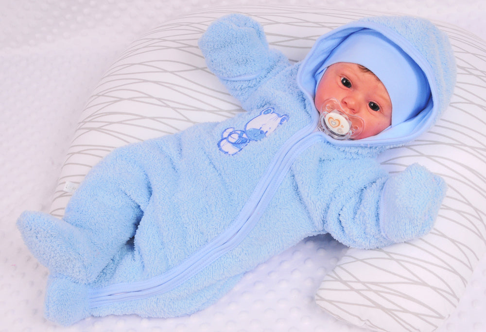 Baby Overall Fleece Wagenanzug in Blau mit Bärchen Übergangsoverall