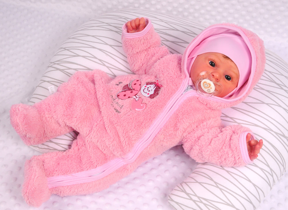 Baby Overall Fleece Wagenanzug in Rosa mit Marienkäfer Übergangsoverall