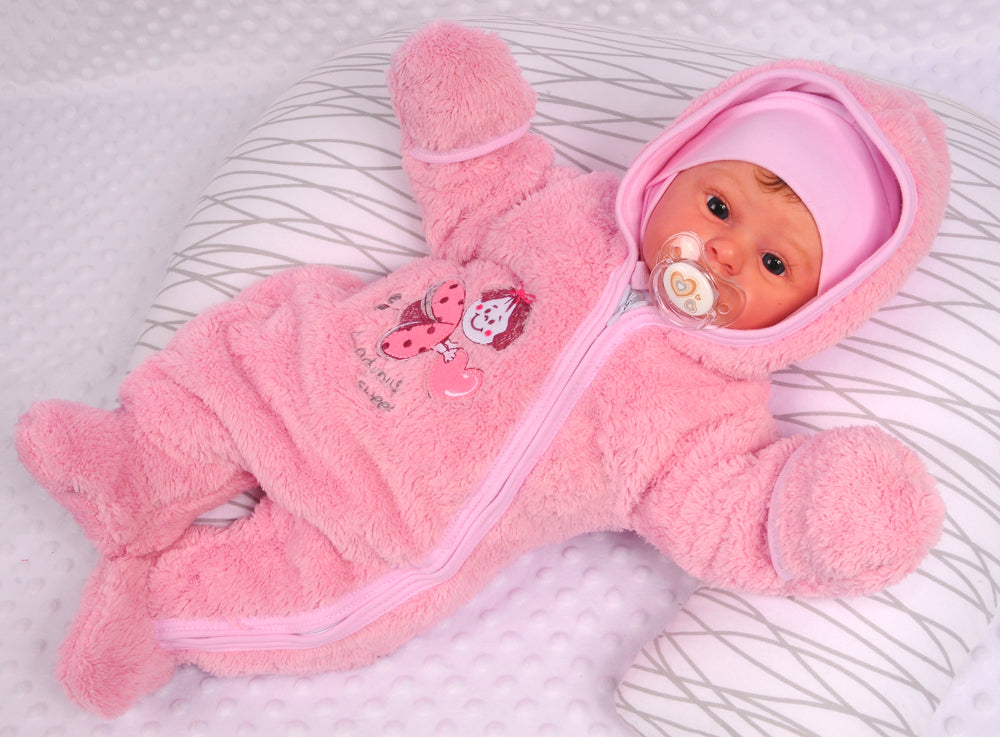 Baby Overall Fleece Wagenanzug in Rosa mit Marienkäfer Übergangsoverall