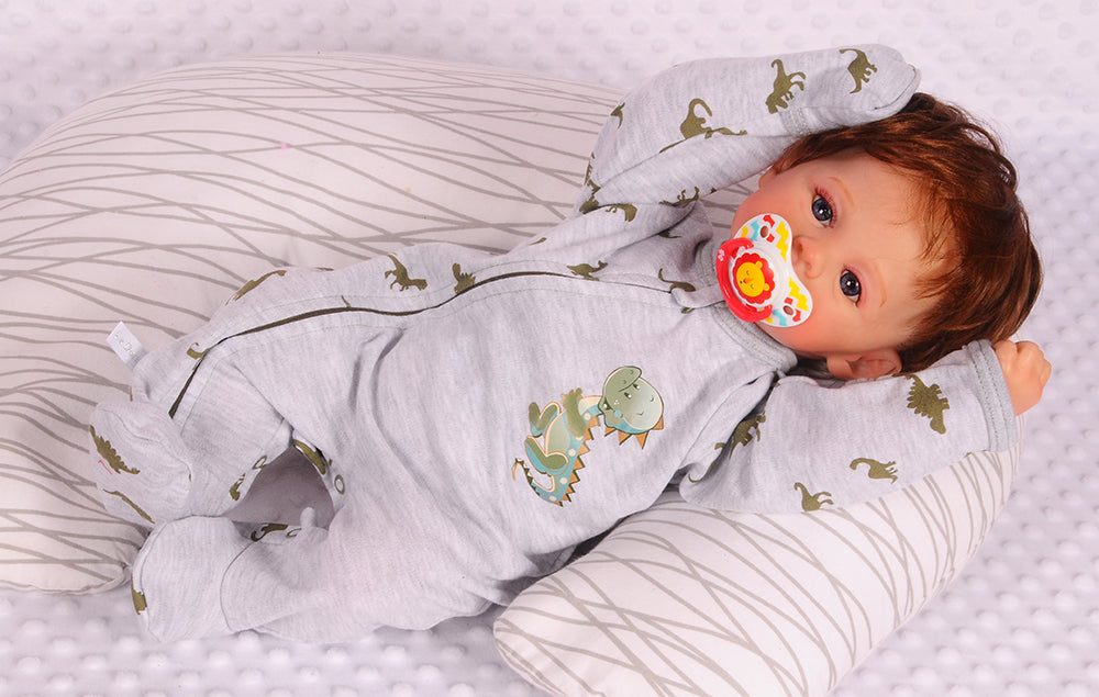 Baby Strampler Schlafanzug Pyjama Einteiler mit Füßchen und Reißverschluss