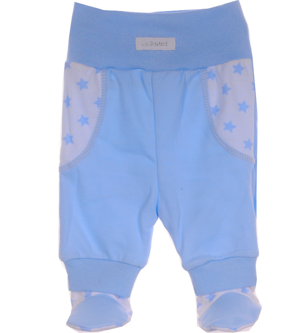 Body und Hose Baby Anzug Wickelbody in Blau mit Sternchen und Hasen