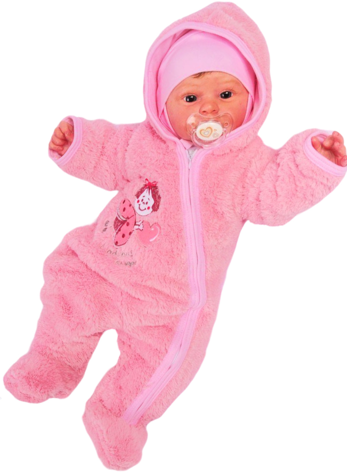 Baby Overall Fleece Wagenanzug in Rosa mit Marienkäfer Übergangsoverall