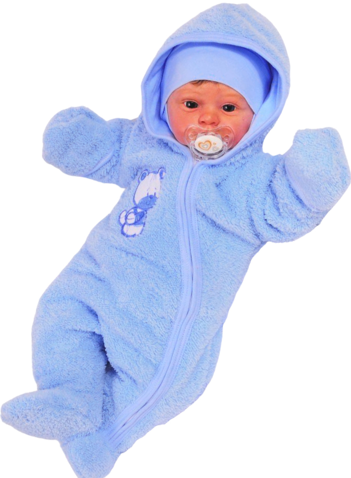 Baby Overall Fleece Wagenanzug in Blau mit Bärchen Übergangsoverall